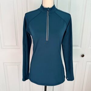 Hind Teal Long Sleeve Half-Zip Top‎ Fleece lined long sleeve size small